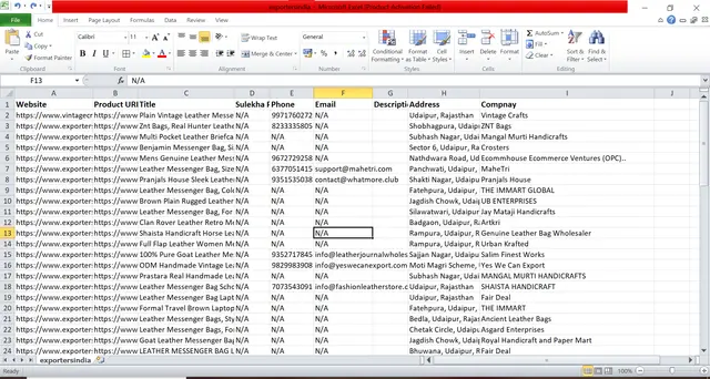 Exporters India Scraper Result